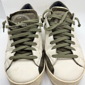 P448 Leather Sneakers with Olive Green Accents